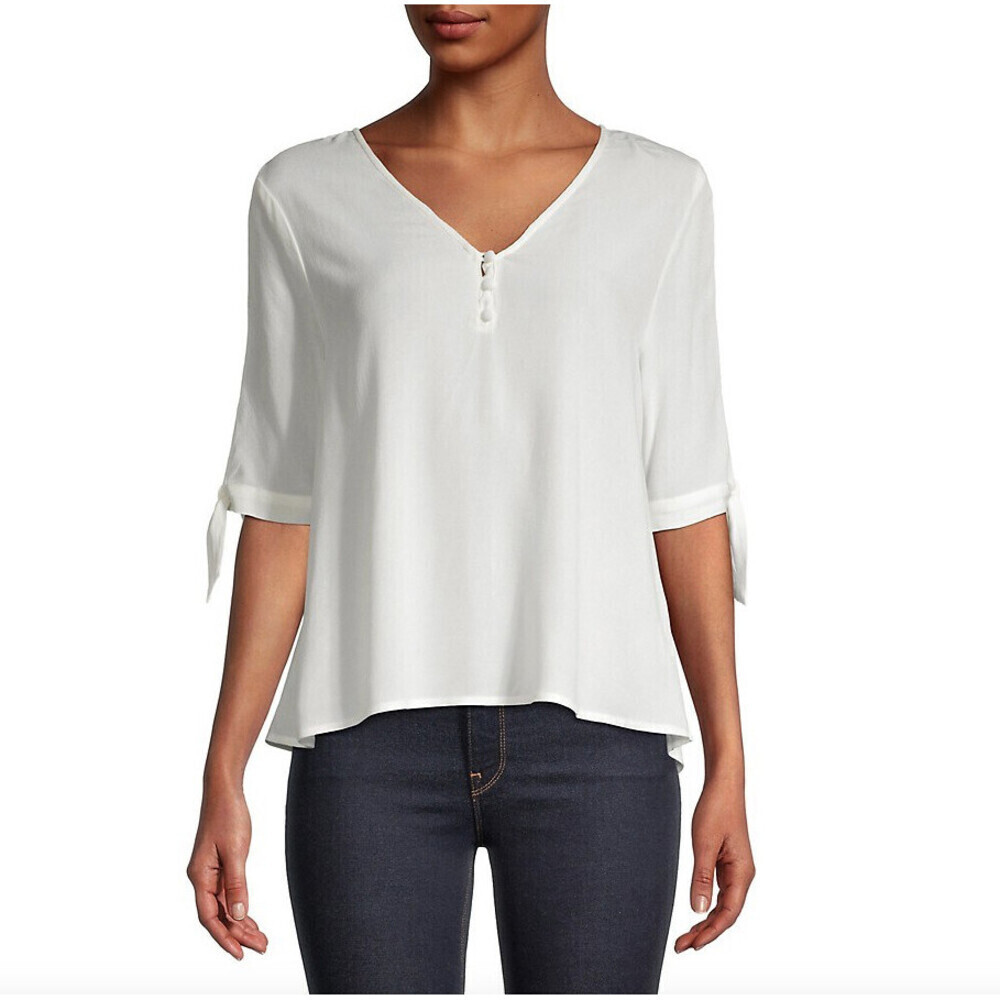 Jack By BB Dakota Canyons Tie-Sleeve Blouse In Ivory Size S $80